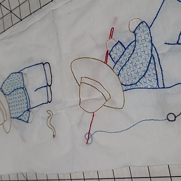 Jack Dempsey Needle Art-Set-12 9"x9" Nursery Quilt Blocks Fishing-5 blocks done - Picture 6 of 7